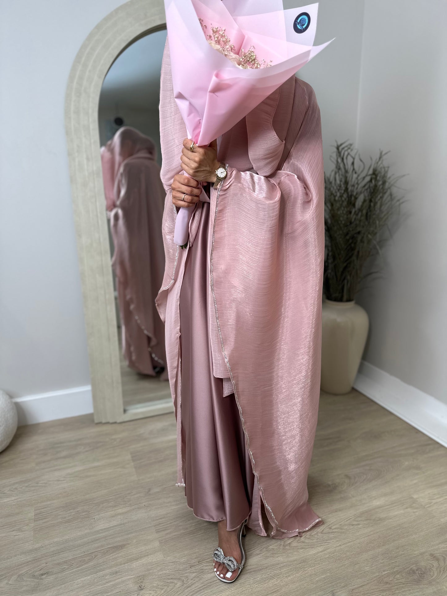 Zara - Kaftan Embellished Abaya (Pink)