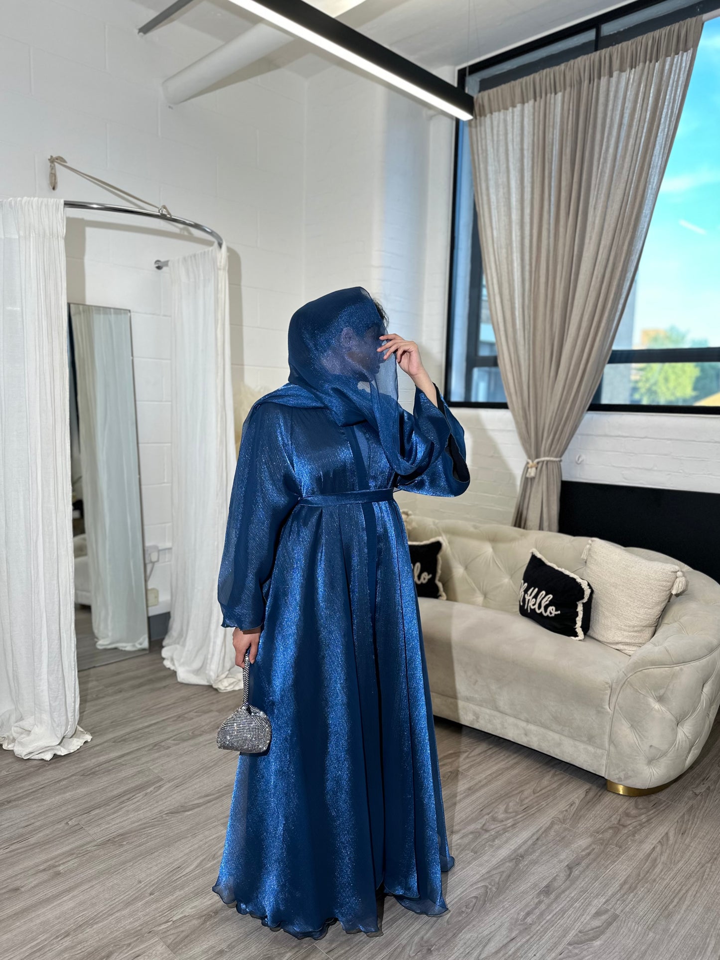 Dalia - Flowy open abaya (Navy)