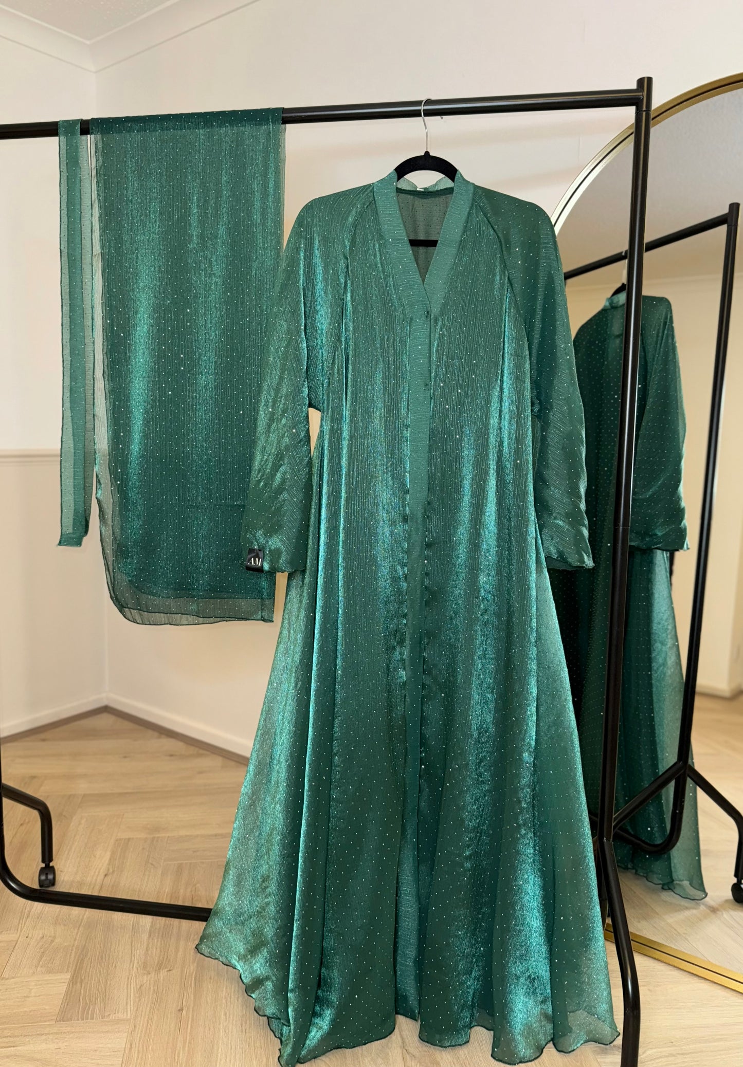 Bella - Flowy open abaya (Emerald)