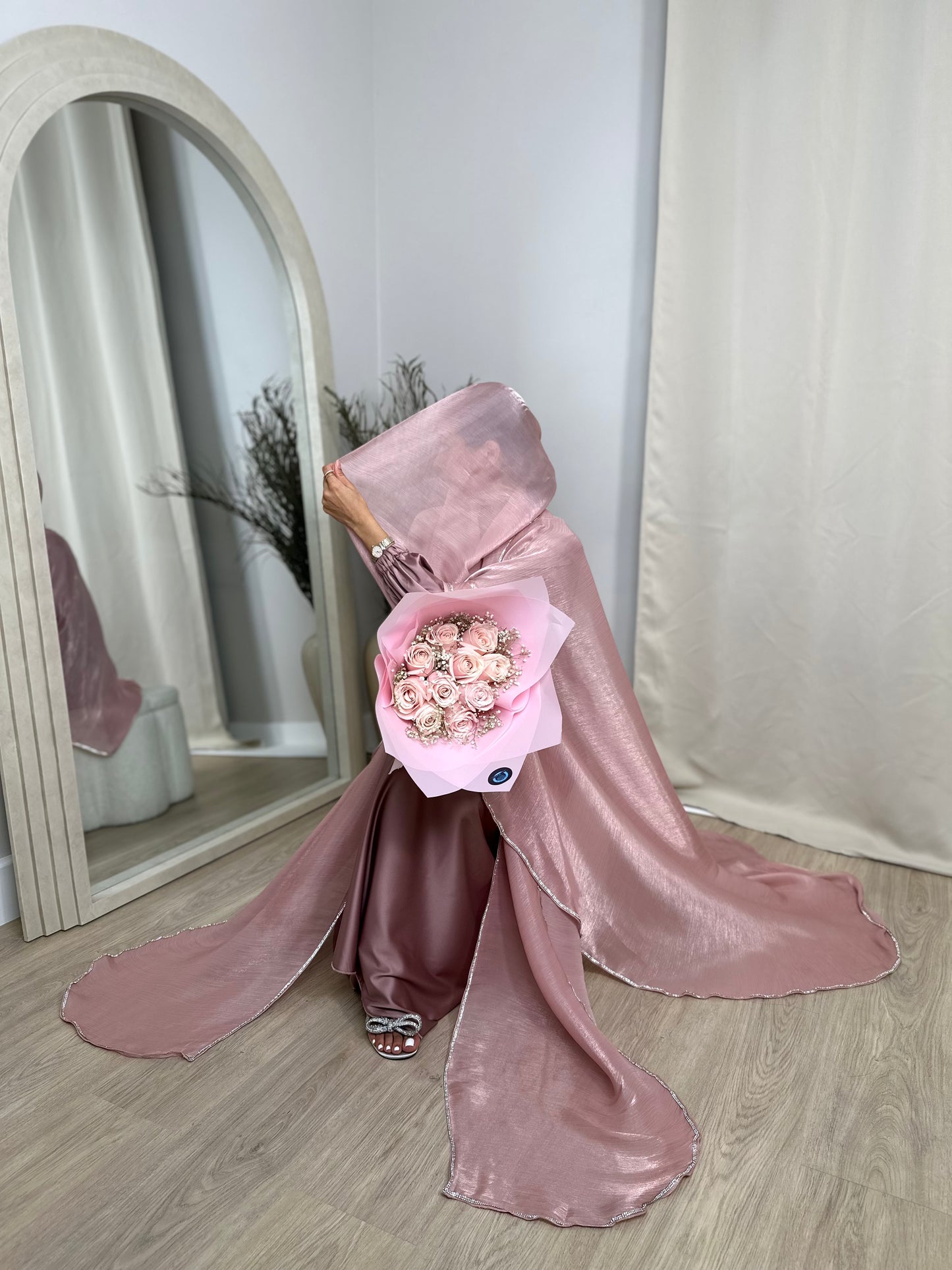 Zara - Kaftan Embellished Abaya (Pink)