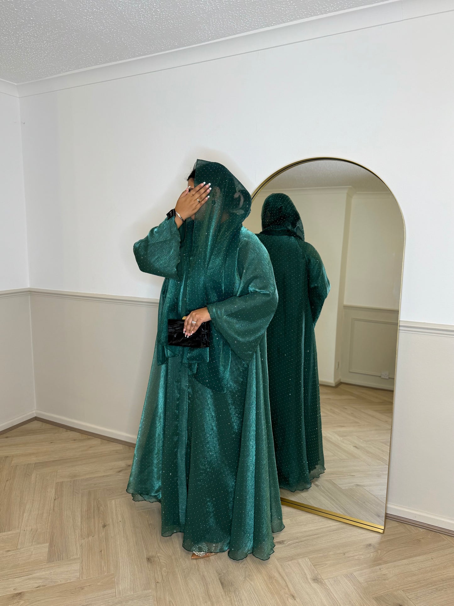 Bella - Flowy open abaya (Emerald)